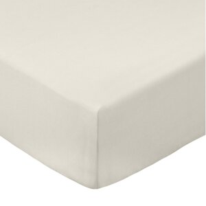 Bež plahta s gumom od pamučnog perkala 185x200 cm Cotton Percale – Bianca