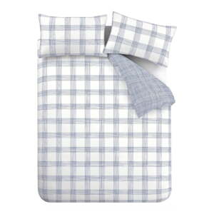 Bijela/plava pamučna posteljina za bračni krevet/za produženi krevet 260x220 cm Marlow Check – Bianca