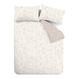 Bež flanelska posteljina za bračni krevet/za produženi krevet 230x220 cm Floral Toile – Bianca