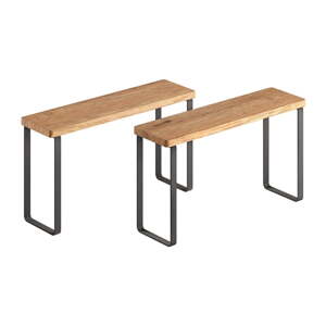 Mat crne/u prirodnoj boji drvene dodatne kuhinjske police u setu 2 kom 27x8 cm York – Metaltex