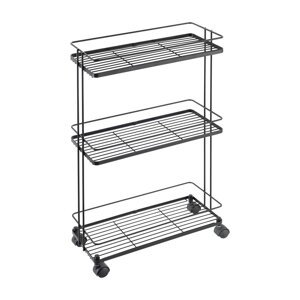 Mat crni željezni regal na kotačima 38x62x16 cm Lava – Metaltex
