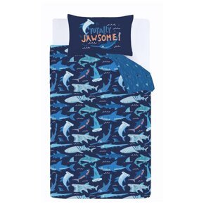 Plava dječja posteljina za krevet za jednu osobu 135x200 cm Jawsome Shark – Catherine Lansfield