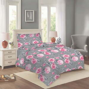 Ružičasta/siva pamučna posteljina za krevet za jednu osobu 140x200 cm Dana – Cotton House