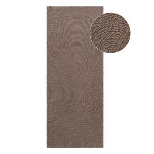 Ručno rađena vunena staza smeđe-siva 80x200 cm Eleni Taupe – Hanse Home