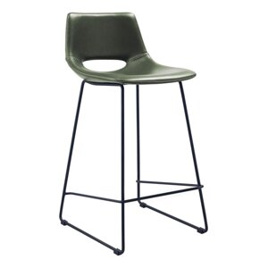 Kaki zelena barska stolica od umjetne kože (visine sjedala 65 cm) Zahara – Kave Home