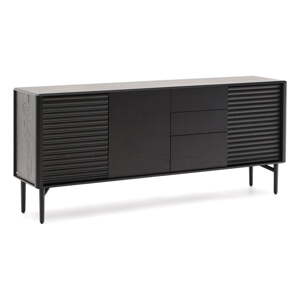 Crna komoda u dekoru hrasta 200x86x45 cm Lenon – Kave Home