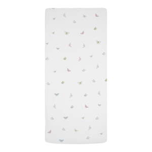 Bijela dječja plahta s gumom za dječji krevetić od pamučnog satena 60x120 cm Flowers Around Me – Butter Kings