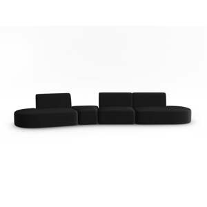 Crna baršunasti sofa s lijevim kutom 428 cm Paolo – Milo Casa