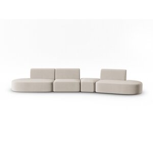 Bež baršunasti sofa s desnim kutom 428 cm Paolo – Milo Casa