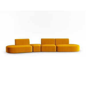 Senf žuta baršunasti sofa s lijevim kutom 428 cm Paolo – Milo Casa