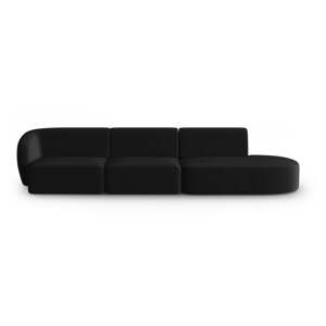 Crna baršunasti sofa s lijevim kutom 311 cm Paolo – Milo Casa