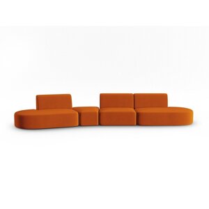 Baršunasti sofa boja terakote s lijevim kutom 428 cm Paolo – Milo Casa