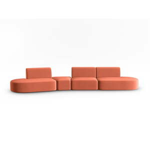 Ružičasta baršunasti sofa s lijevim kutom 428 cm Paolo – Milo Casa