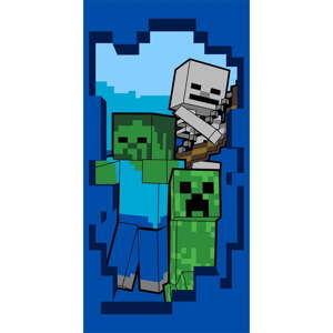 Plavi pamučan dječji ručnik 70x140 cm Minecraft "Beware" – Jerry Fabrics