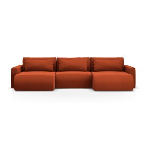 Ciglasta baršunasti sklopiva/s prostorom za odlaganje kutna garnitura (u obliku slova "U") Belfast – Cosmopolitan Design