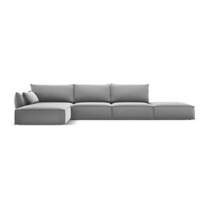 Svijetlo siva baršunasti kutna garnitura (s lijevim kutom/s ležaljkom) Vanda – Mazzini Sofas