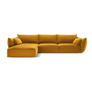 Senf žuta baršunasti kutna garnitura (s lijevim kutom/s ležaljkom) Vanda – Mazzini Sofas