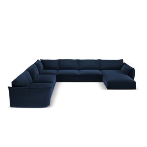 Tamno plava baršunasti kutna garnitura (s lijevim kutom/u obliku slova "U") Vanda – Mazzini Sofas