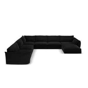 Crna baršunasti kutna garnitura (s lijevim kutom/u obliku slova "U") Vanda – Mazzini Sofas
