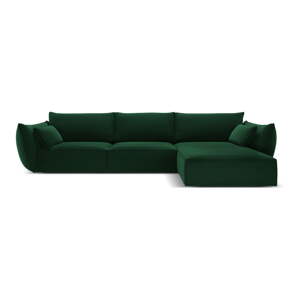 Tamno zelena baršunasti kutna garnitura (s desnim kutom/s ležaljkom) Vanda – Mazzini Sofas