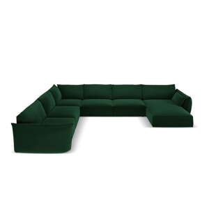 Tamno zelena baršunasti kutna garnitura (s lijevim kutom/u obliku slova "U") Vanda – Mazzini Sofas