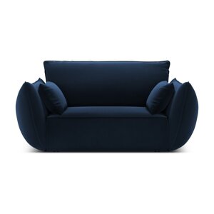 Tamno plava baršunasti fotelja Vanda – Mazzini Sofas