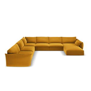 Senf žuta baršunasti kutna garnitura (s lijevim kutom/u obliku slova "U") Vanda – Mazzini Sofas