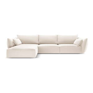 Bež baršunasti kutna garnitura (s lijevim kutom/s ležaljkom) Vanda – Mazzini Sofas