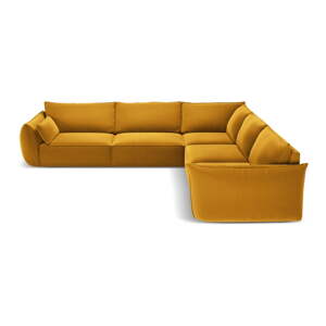 Senf žuta baršunasti kutna garnitura Vanda – Mazzini Sofas