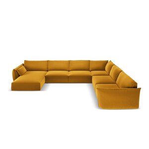 Senf žuta baršunasti kutna garnitura (s desnim kutom/u obliku slova "U") Vanda – Mazzini Sofas