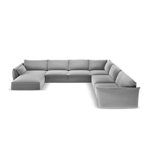 Svijetlo siva baršunasti kutna garnitura (s desnim kutom/u obliku slova "U") Vanda – Mazzini Sofas