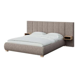 Svjetlo smeđi tapecirani bračni krevet s podnicom 180x200 cm Fioro – MESONICA