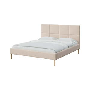 Krem tapecirani bračni krevet s podnicom 140x200 cm Alano – MESONICA