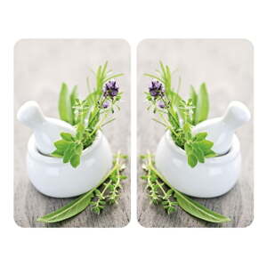 Set od 2 staklena poklopca za štednjak Wenkooo Herbal, 52 x 30 cm