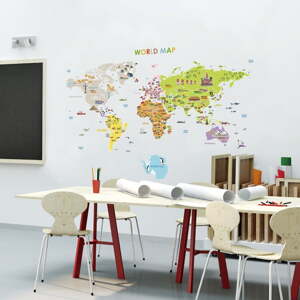 Dječja naljepnica za zid 120x150 cm Giant World Map – Ambiance