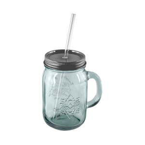 Reciklirana staklenka sa poklopcem i slamkom Ego Dekor Authentic, 550 ml