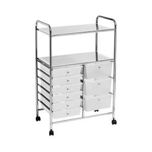 Bijeli/u srebrnoj boji plastični regal na kotačima 64x97 cm – Premier Housewares