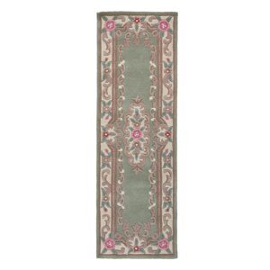 Zelena vunena staza Flair Rugs Aubusson, 67 x 210 cm