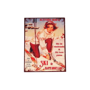 Metalni ukrasni znak 25x33 cm Ski – Antic Line