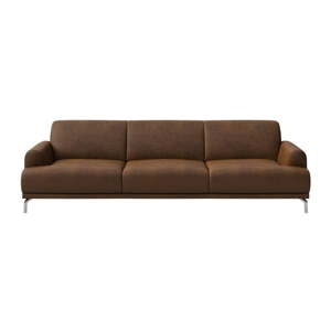 Smeđa sofa od imitacije kože MESONICA Puzo, 240 cm