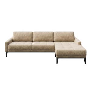 Kutna garnitura bež boje od imitacije kože MESONICA Musso Tufted, desni kut