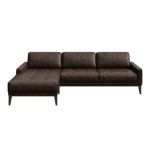 Tamnosmeđa kožna kutna garnitura MESONICA Musso Tufted, lijevi kut