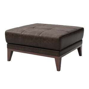 Tamnosmeđa kožni tabure za noge MESONICA Musso Tufted