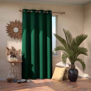 Tamnozelene zavjese za zamračivanje AmeliaHome Eyelets Dark Green, 140 x 245 cm