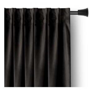 Crna zavjesa za djelomično zamračenje od samta 140x245 cm Pleat – Restilo