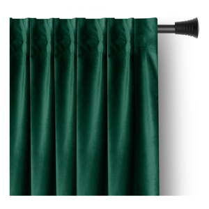 Tamno zelena zavjesa za djelomično zamračenje od samta 140x245 cm Pleat – Restilo