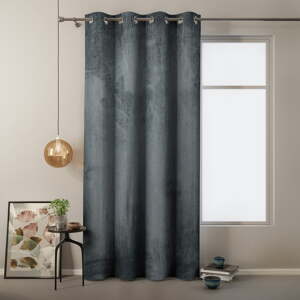 Siva zavjesa s baršunastom površinom AmeliaHome Velvet, 140 x 245 cm