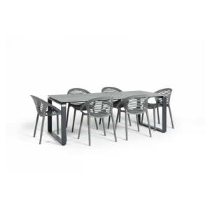 Vrtni blagovaonski set za 6 osoba sa sivim stolicama Joanna i stolom Strong, 210 x 100 cm