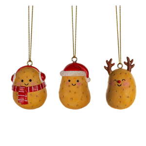 Ukrasi za božićno drvce u setu 3 kom od polyresina 4,5 cm Happy Potatoes – Sass & Belle