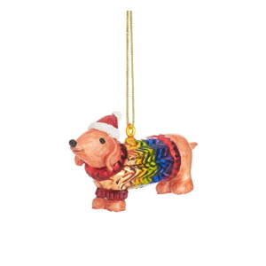 Stakleni ukas za božićno drvce 9 cm Sausage Dog – Sass & Belle